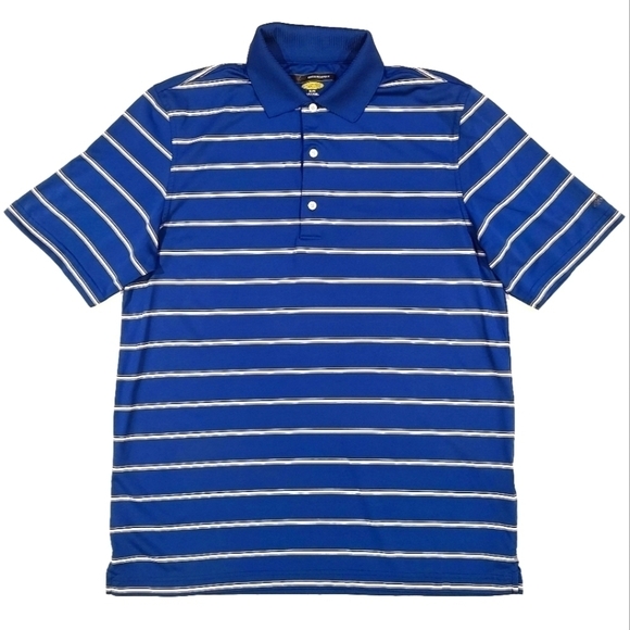 Greg Norman PlayDry Blue Striped Polo Shirt - Picture 1 of 8